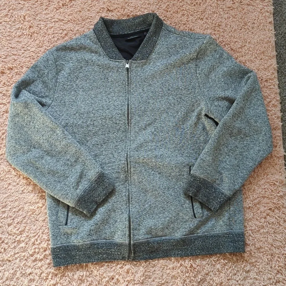 Marc Anthony Mens Heather Gray Zip-Up Fleece Jacket‎ Casual Outerwear Warm Cozy